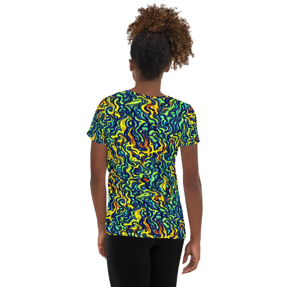 Electric Eel on Women's Athletic T-Shirt — Back