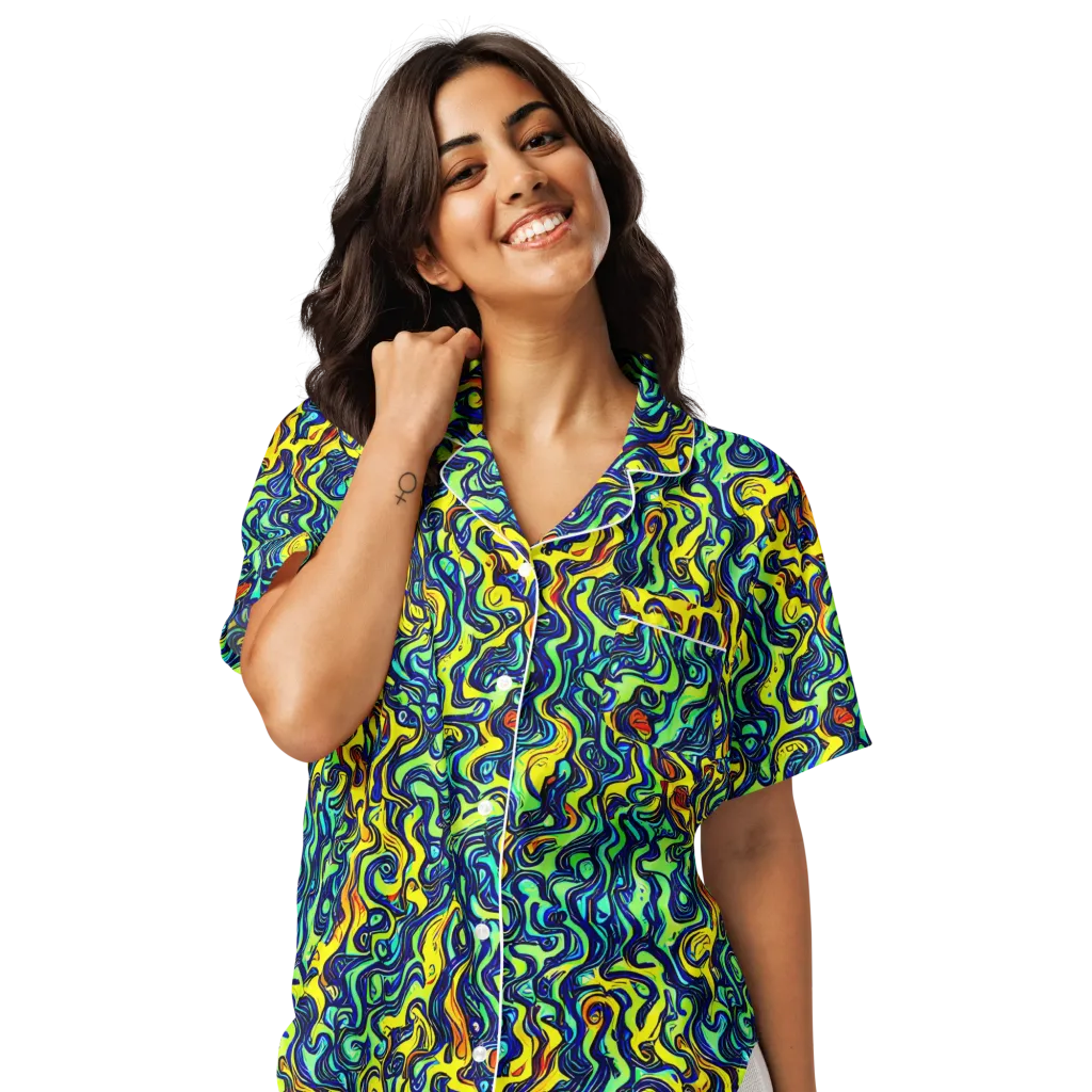 Electric Eel on Women's Short Sleeve Pajama Top — Front