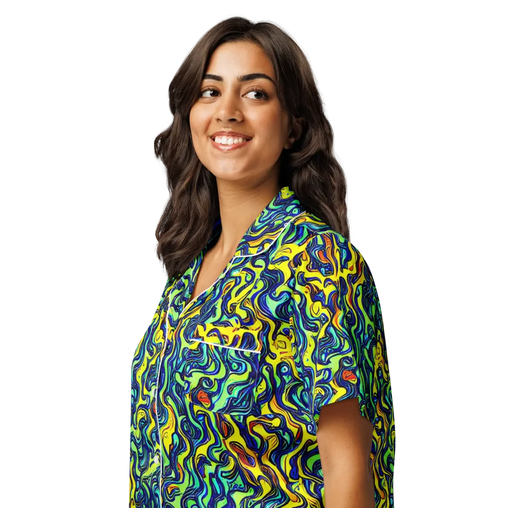 Electric Eel on Women's Short Sleeve Pajama Top — Left Front