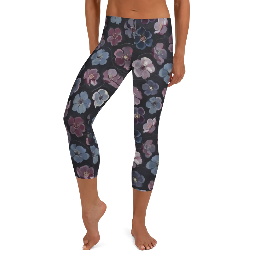 Dusky Florals on Capri Leggings — Front