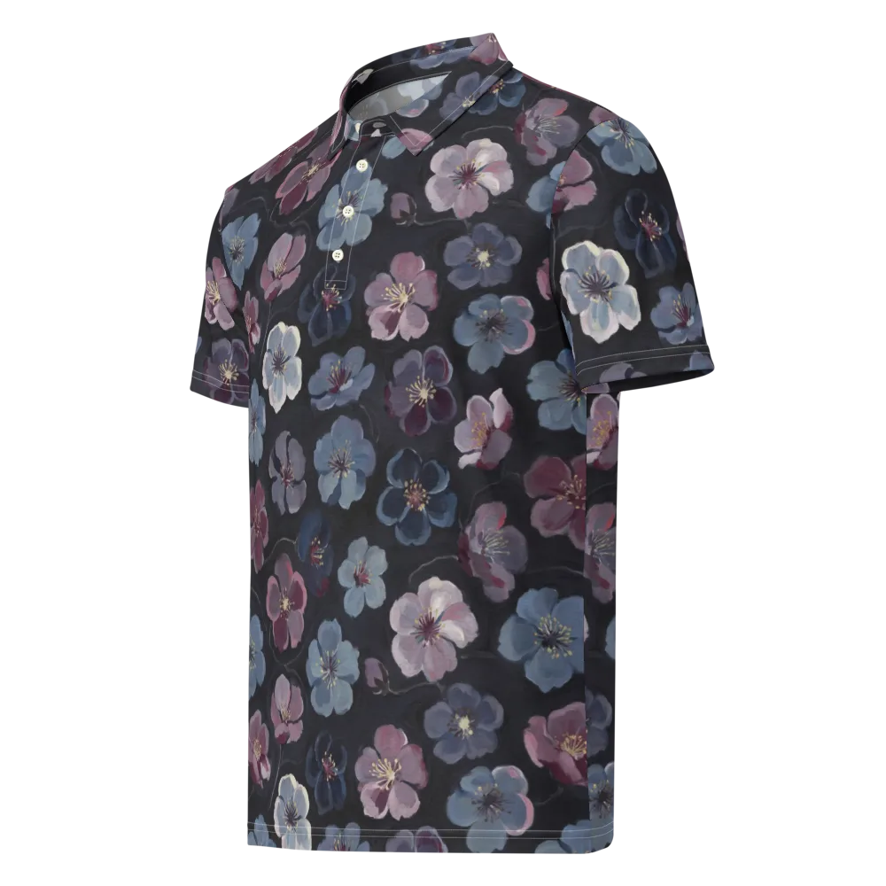 Dusky Florals on Men's Slim Fit Polo Shirt — Left Front