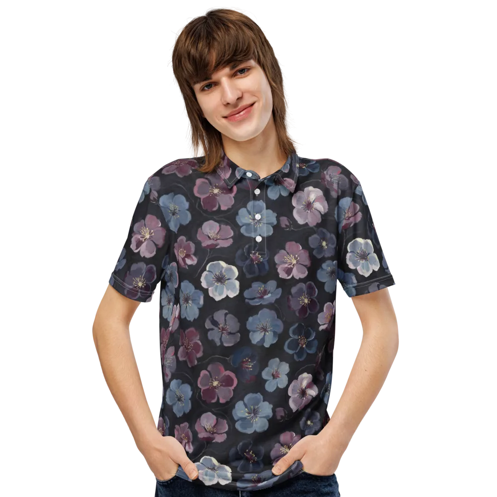 Dusky Florals on Men's Slim Fit Polo Shirt — Front
