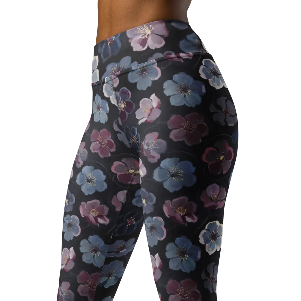 Dusky Florals on Yoga Leggings — Left Front