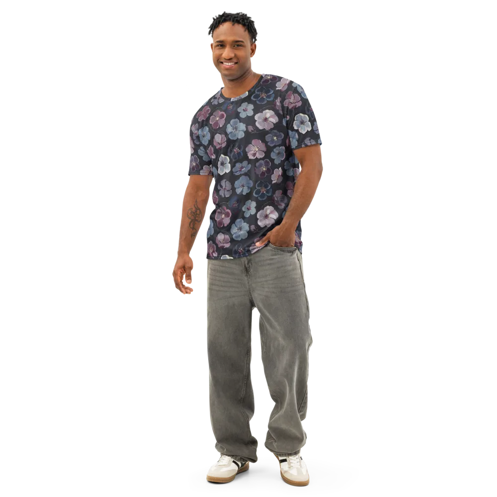 Dusky Florals on Men's Cotton Crew Neck T-Shirt — Front