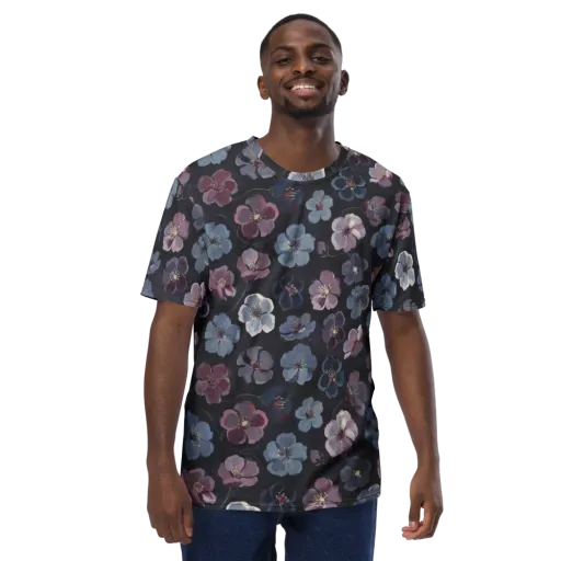 Dusky Florals on a Men's Crew Neck T-Shirt
