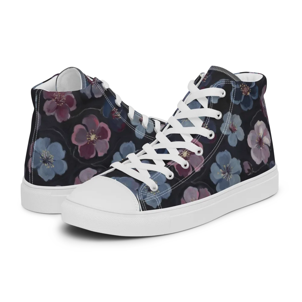 Dusky Florals on Men's High Top Canvas Shoes — Left