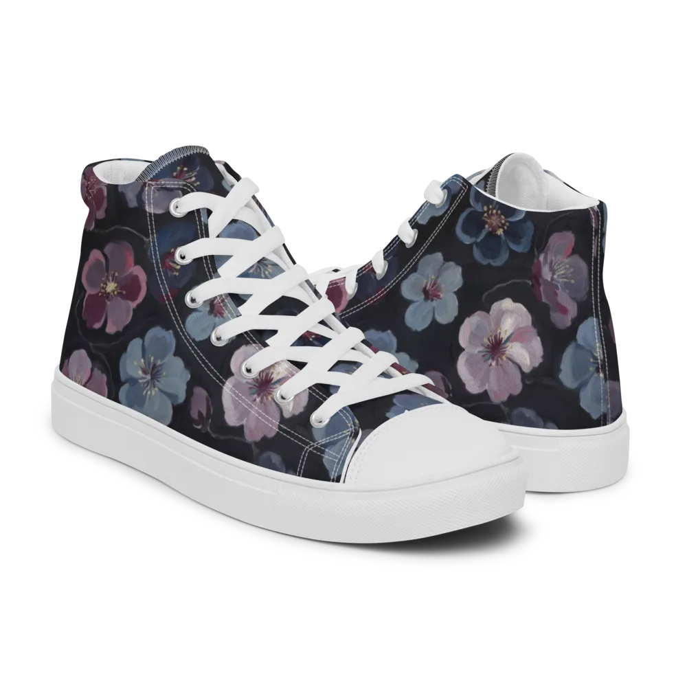 Dusky Florals on Men's High Top Canvas Shoes — Right