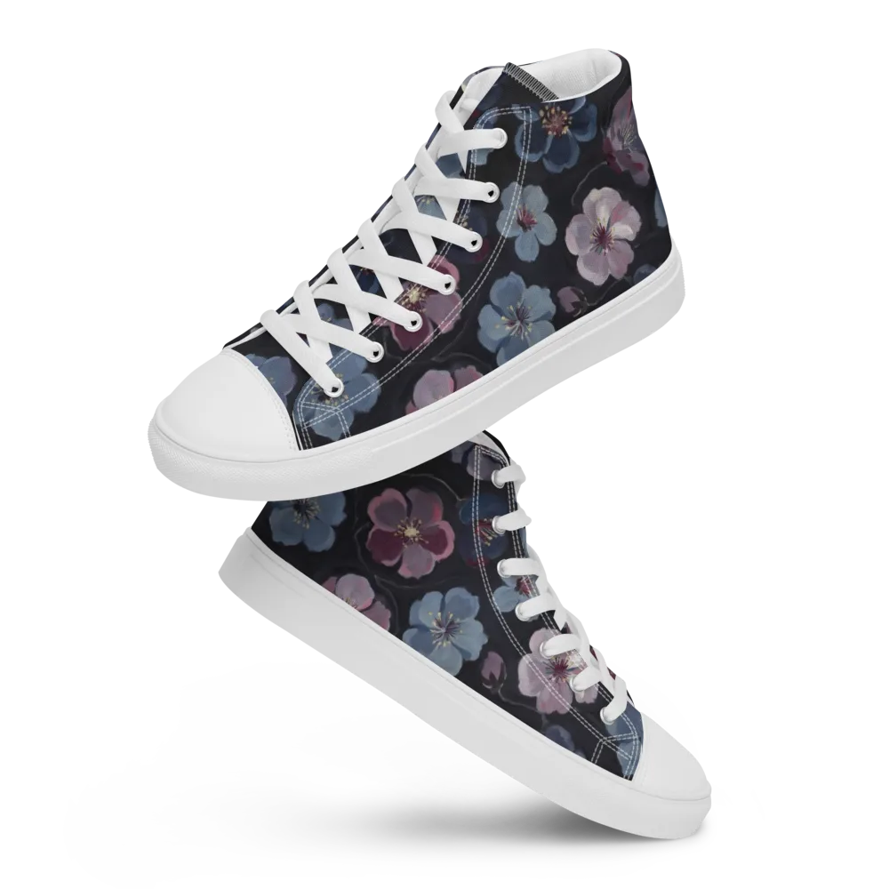 Dusky Florals on Men's High Top Canvas Shoes — Front