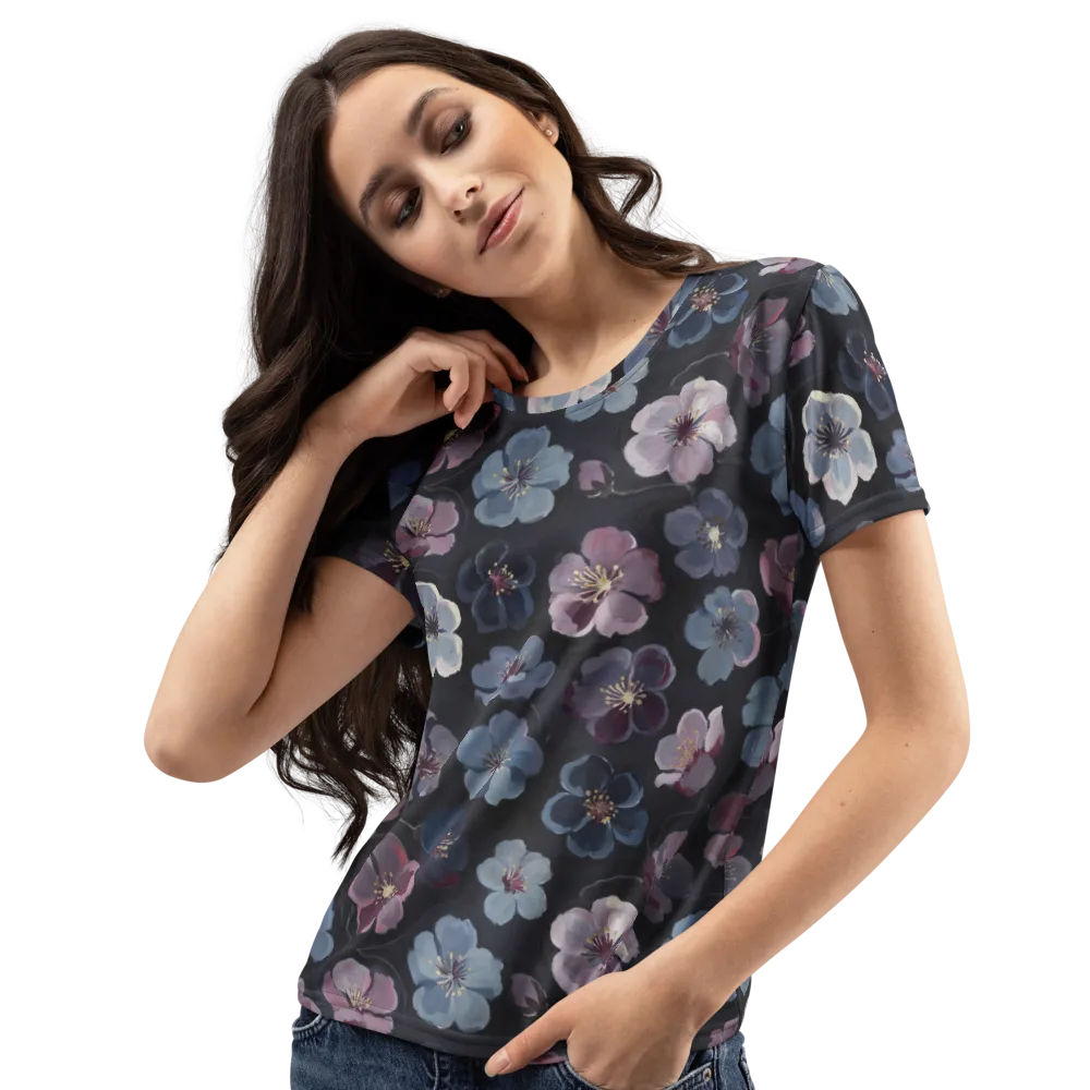 Dusky Florals on Women's Crew Neck T-Shirt — Left Front