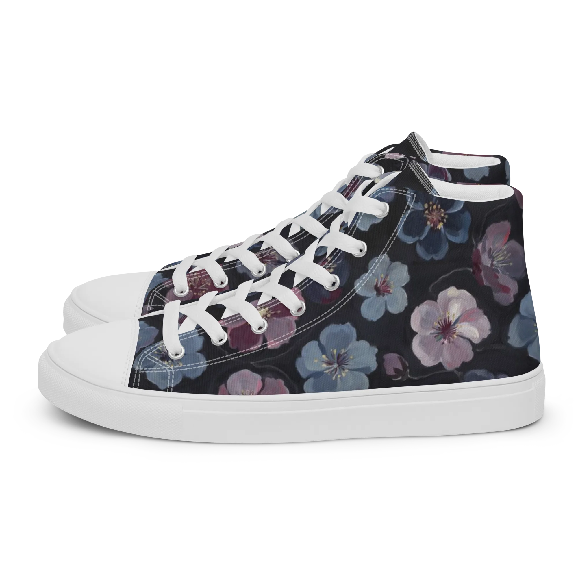 Dusky Florals on Women's High Top Canvas Shoes — Left