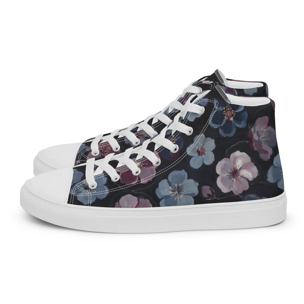 Dusky Florals on Women's High Top Canvas Shoes — Left
