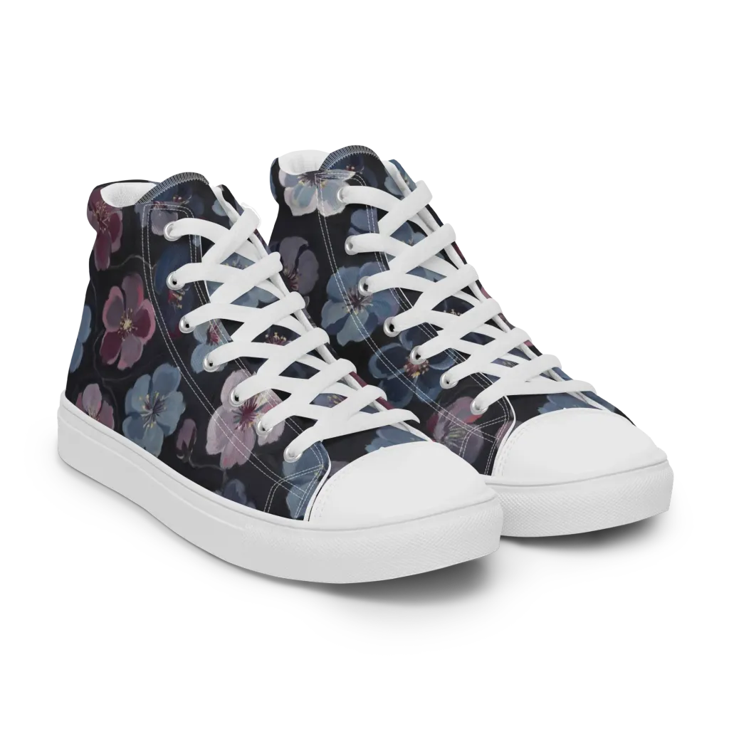Dusky Florals on Women's High Top Canvas Shoes — Right Front
