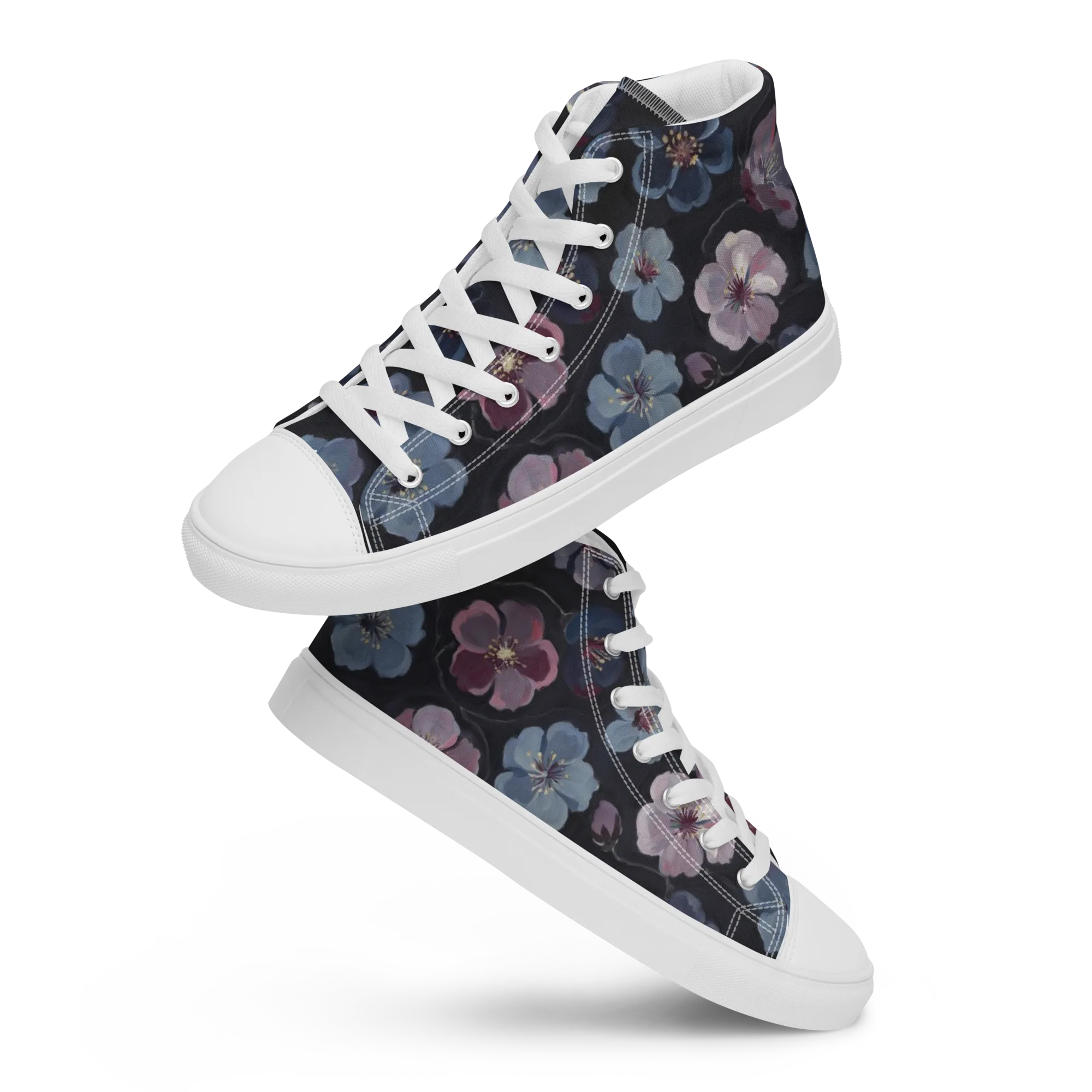 Dusky Florals on Women's High Top Canvas Shoes — Front