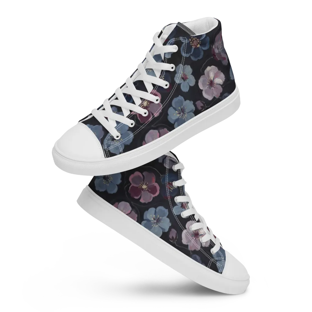 Dusky Florals on Women's High Top Canvas Shoes — Front