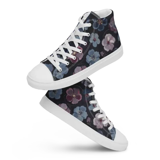 Dusky Florals on a Women's High Top Canvas Shoes