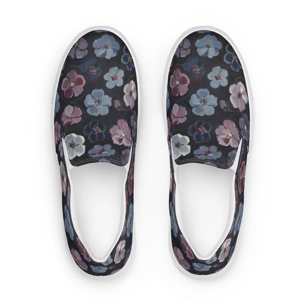 Dusky Florals on Men's Slip-On Canvas Shoes — Front