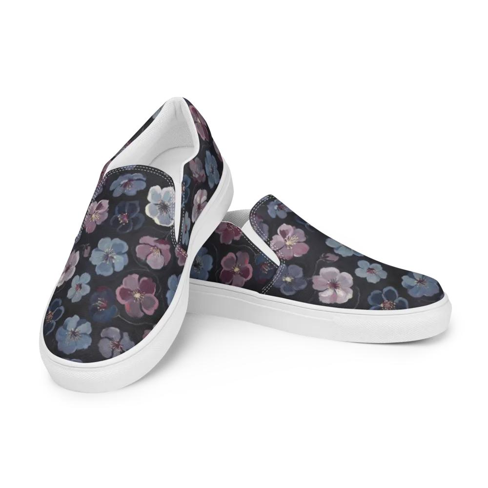 Dusky Florals on Men's Slip-On Canvas Shoes — Left Front