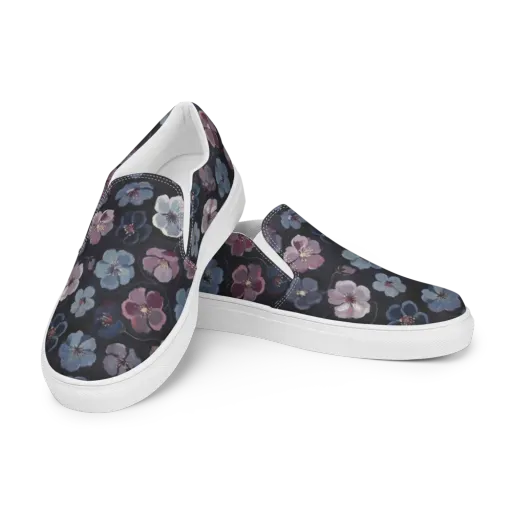 Dusky Florals on a Men's Slip-On Canvas Shoes