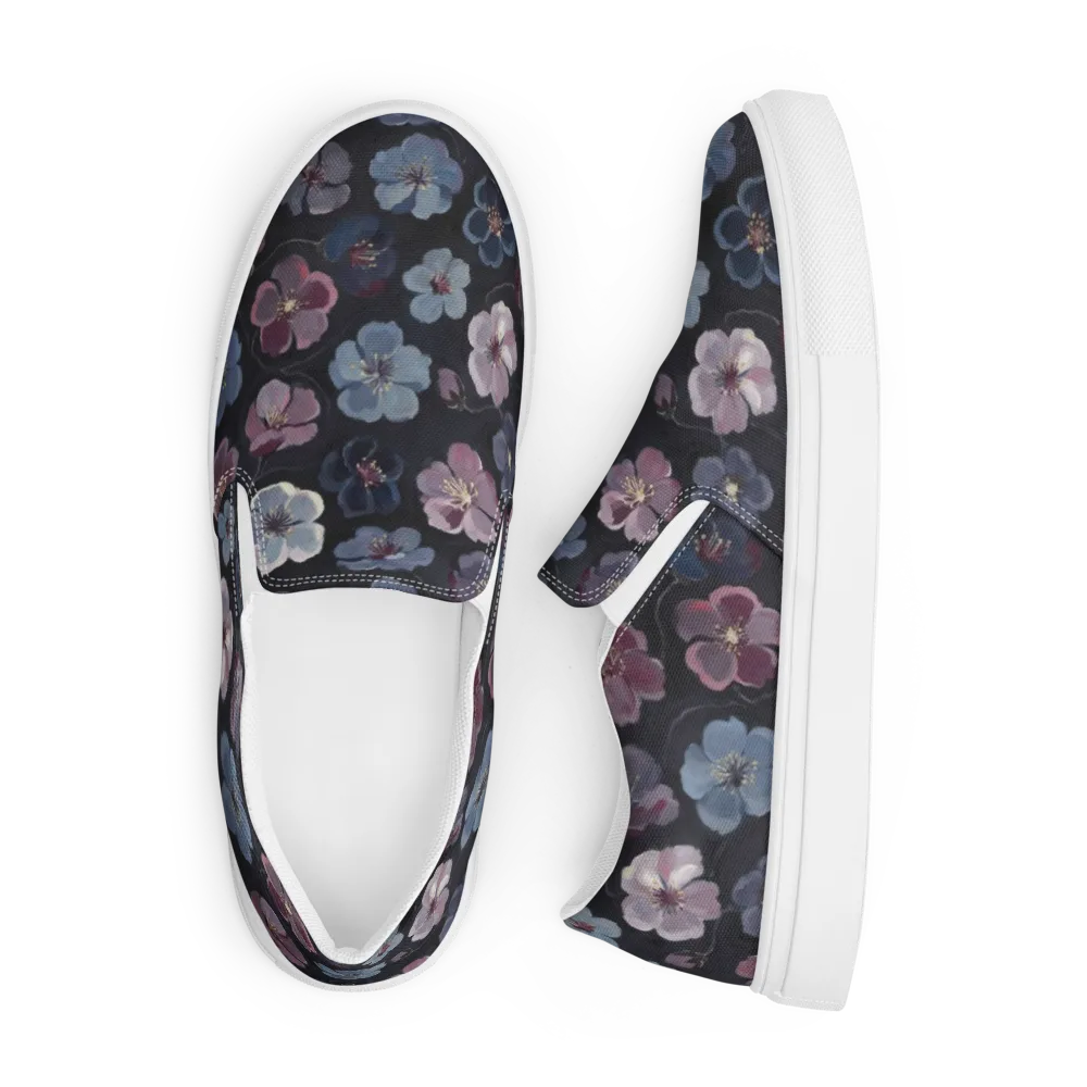 Dusky Florals on Men's Slip-On Canvas Shoes — Front