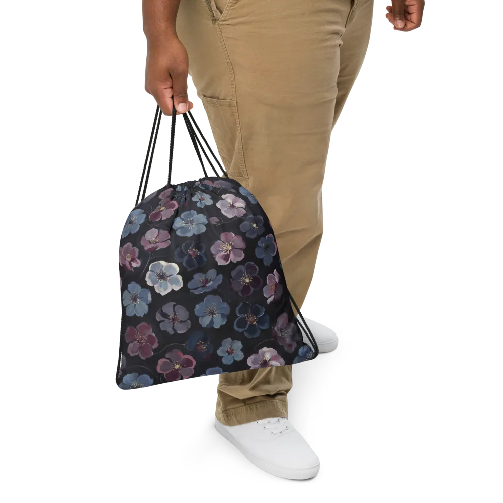 Dusky Florals on Drawstring Bag — Front