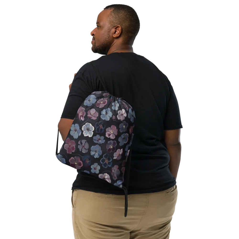 Dusky Florals on Drawstring Bag — Front