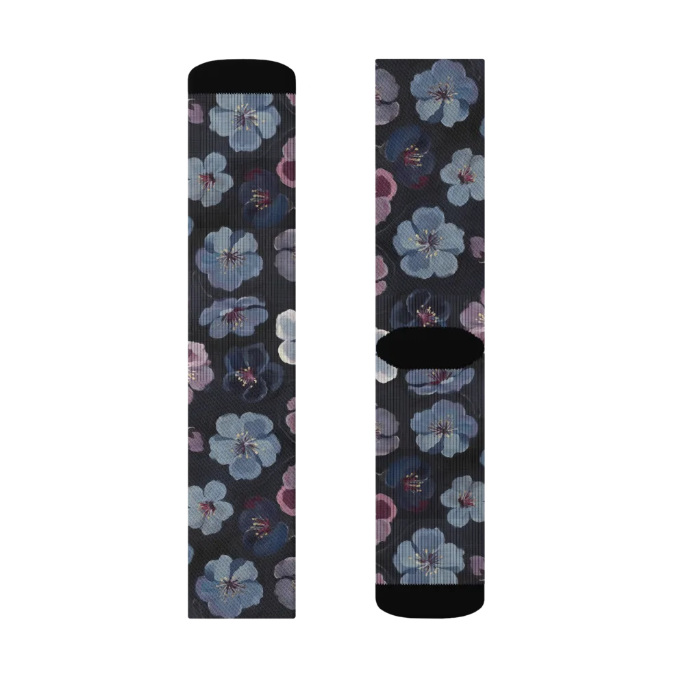 Dusky Florals on Socks — Left Sock
