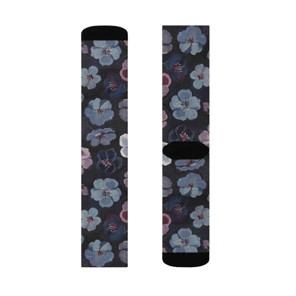 Dusky Florals on Socks — Right Sock
