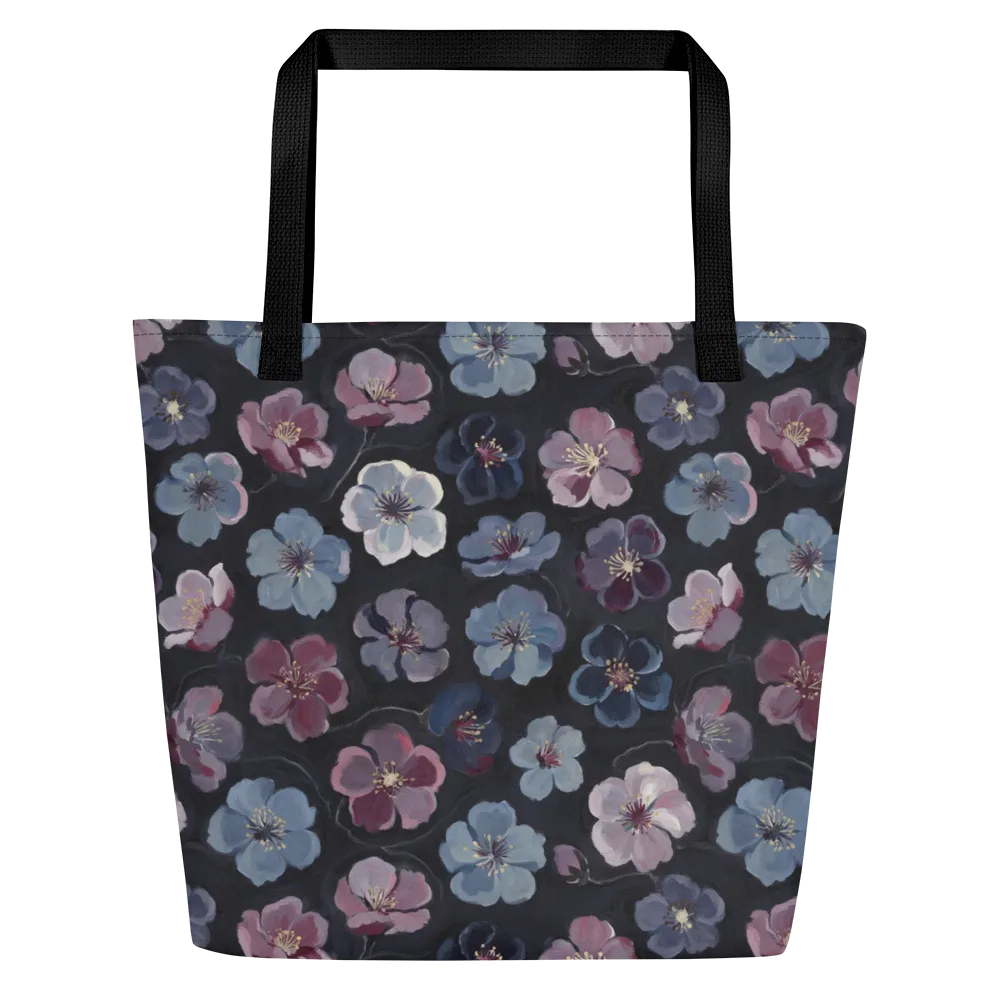Dusky Florals on Large Tote Bag W/ Pocket — Front
