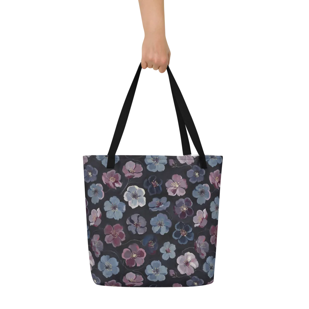 Dusky Florals on Large Tote Bag W/ Pocket — Front