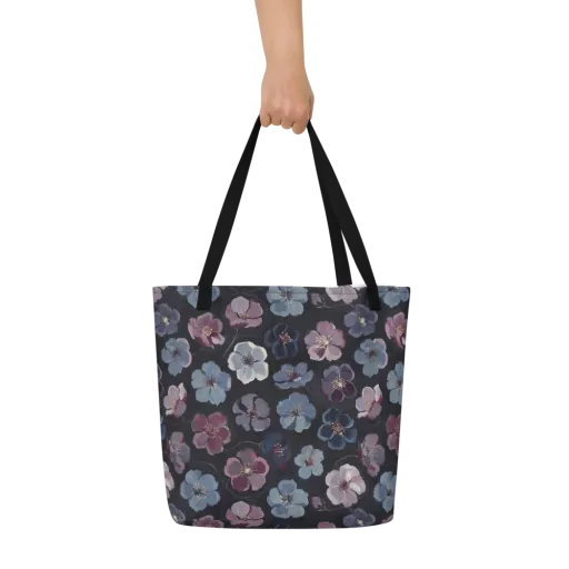 Dusky Florals on a Large Tote Bag W/ Pocket