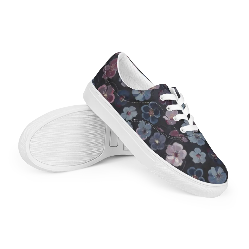 Dusky Florals on Men's Lace-Up Canvas Shoes — Right Front