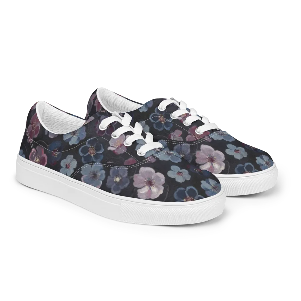 Dusky Florals on Men's Lace-Up Canvas Shoes — Right Front