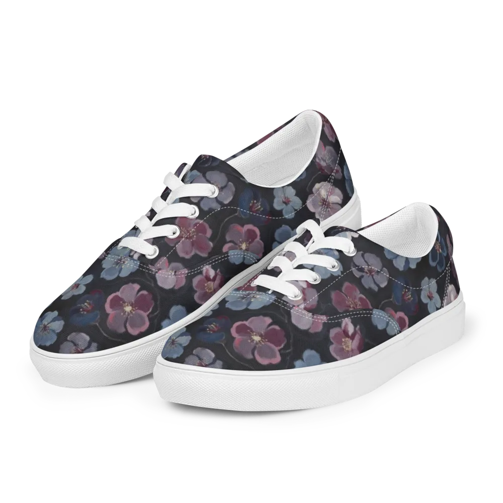 Dusky Florals on Men's Lace-Up Canvas Shoes — Left Front
