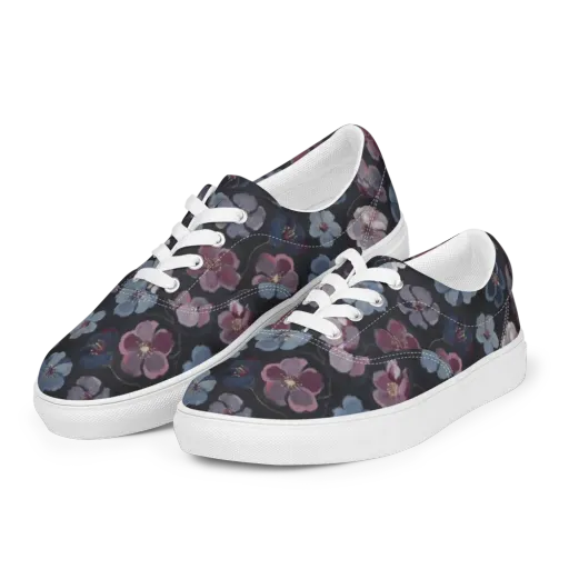 Dusky Florals on a Men's Lace-Up Canvas Shoes