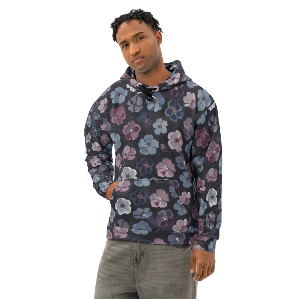 Dusky Florals on Cotton Hoodie — Left Front