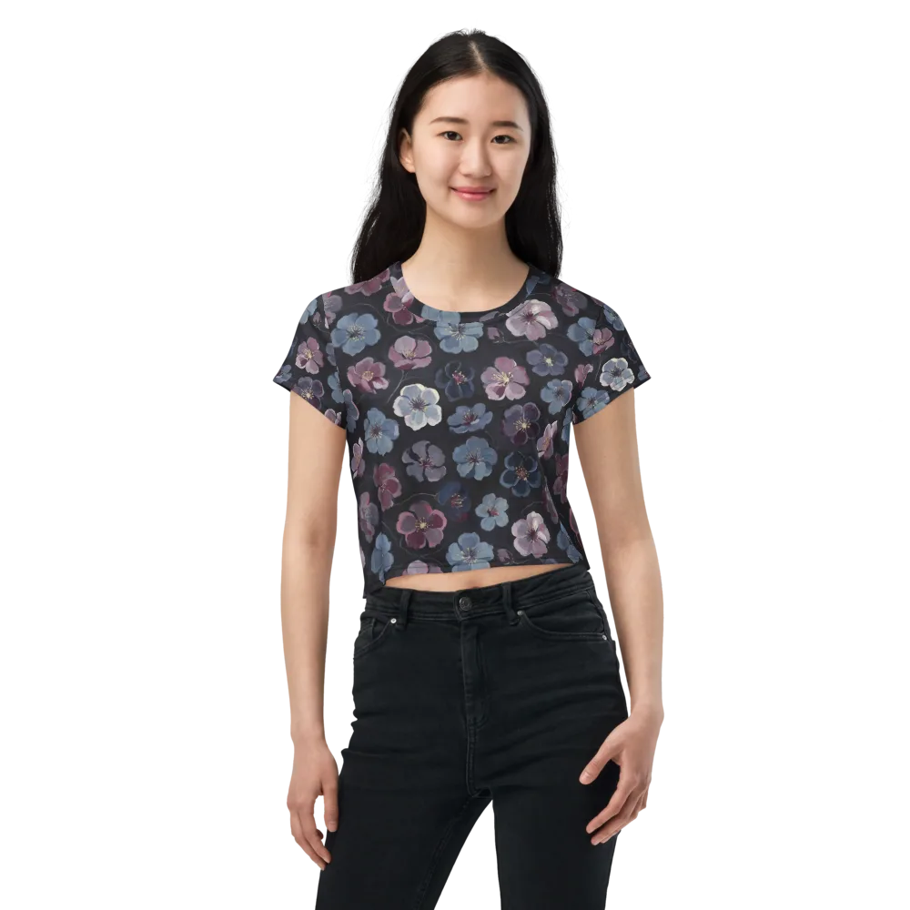 Dusky Florals on Crop Tee — Front