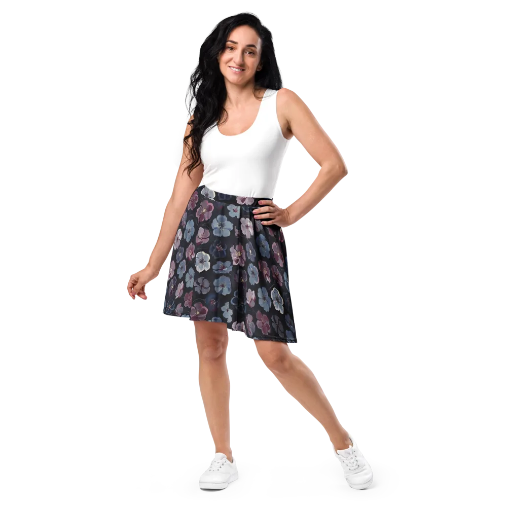 Dusky Florals on Skater Skirt — Front