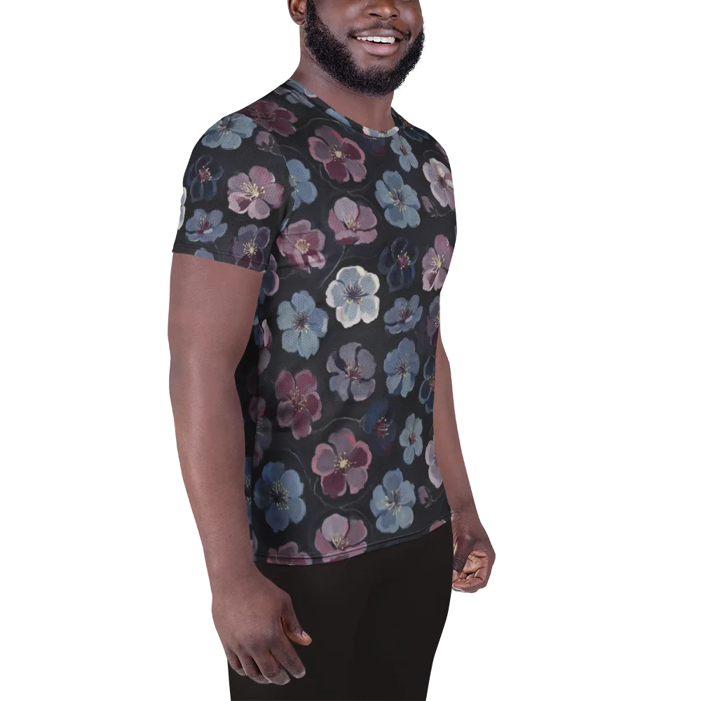 Dusky Florals on Men's Athletic T-Shirt — Right