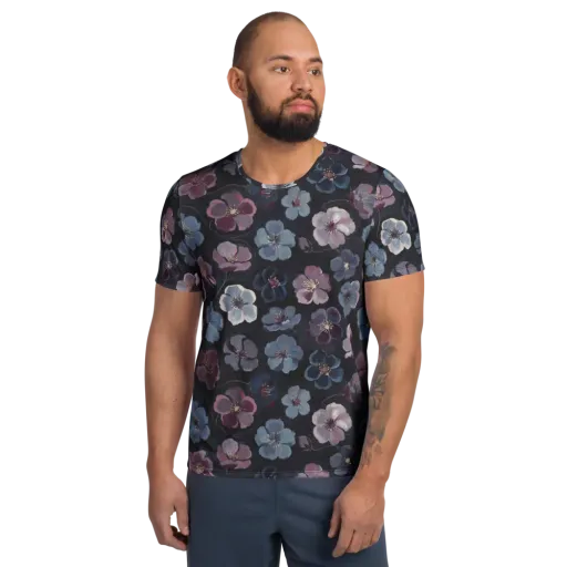 Dusky Florals on a Men's Athletic T-Shirt