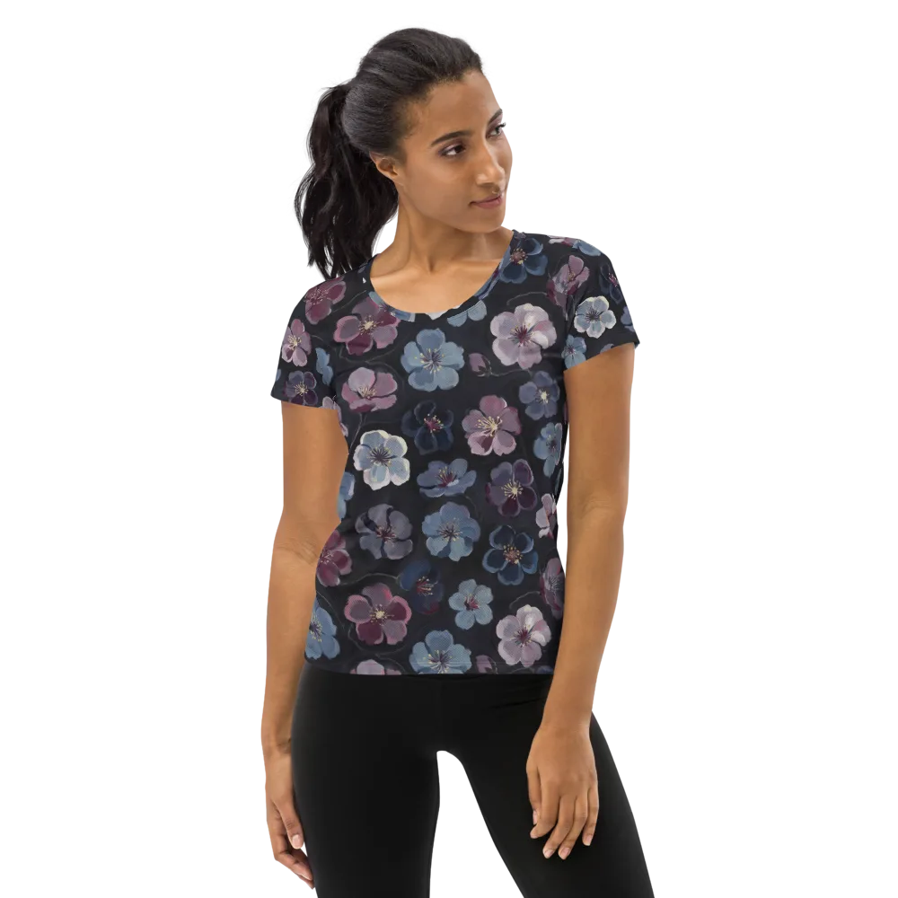 Dusky Florals on Women's Athletic T-Shirt — Front