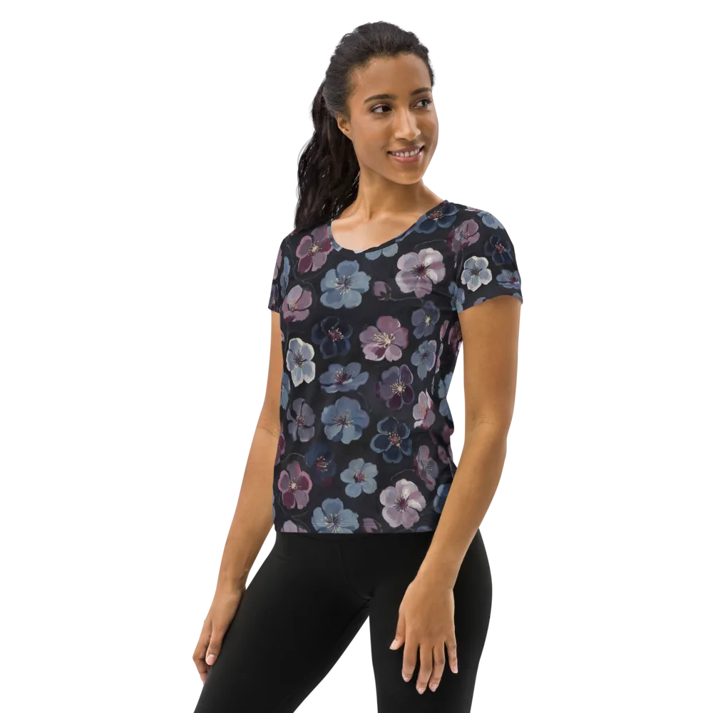 Dusky Florals on Women's Athletic T-Shirt — Left
