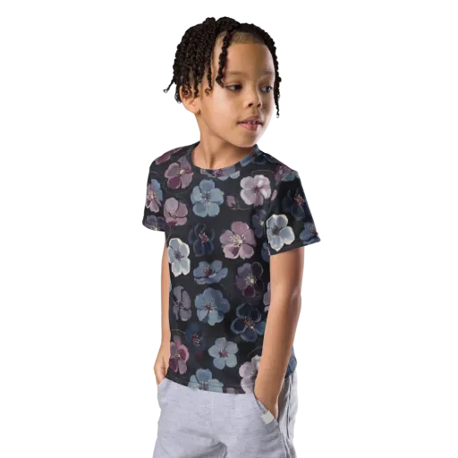 Dusky Florals on a Kids Crew Neck T-Shirt