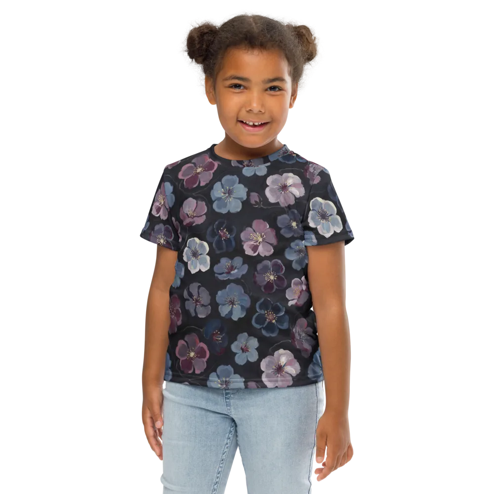 Dusky Florals on Kids Crew Neck T-Shirt — Front
