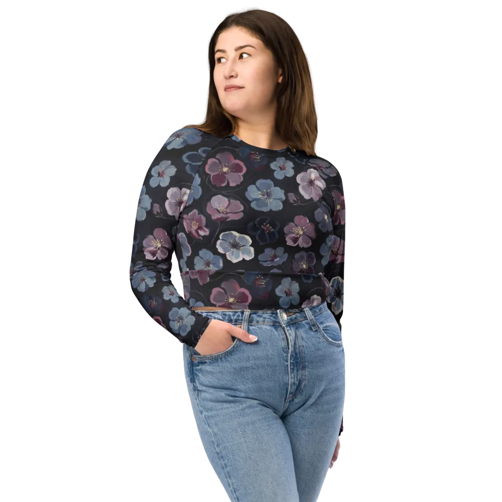 Dusky Florals on Long Sleeve Crop Top — Front