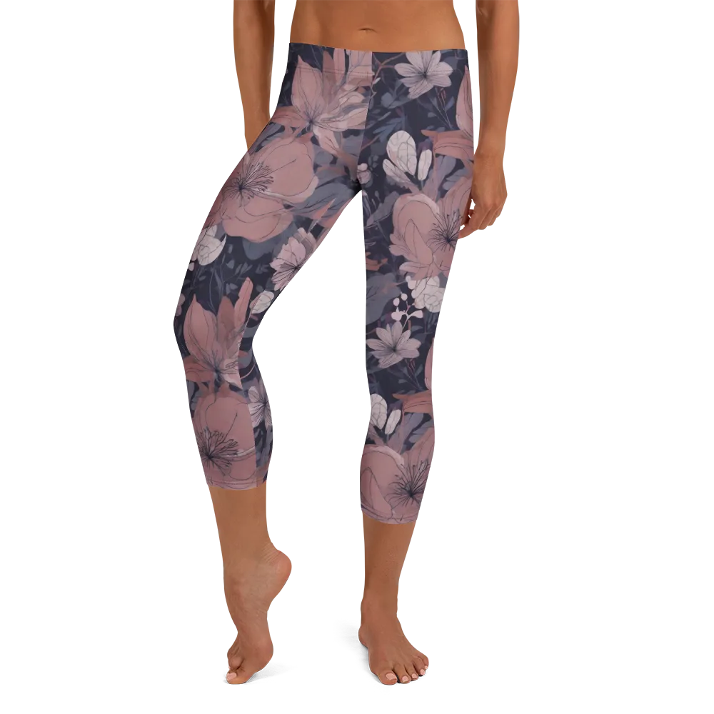 Moonlit Wildflower on Capri Leggings — Front