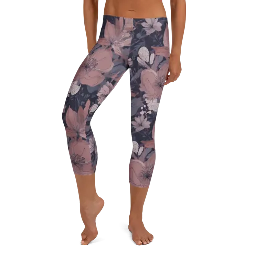 Moonlit Wildflower on a Capri Leggings