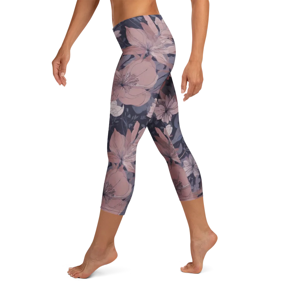 Moonlit Wildflower on Capri Leggings — Left