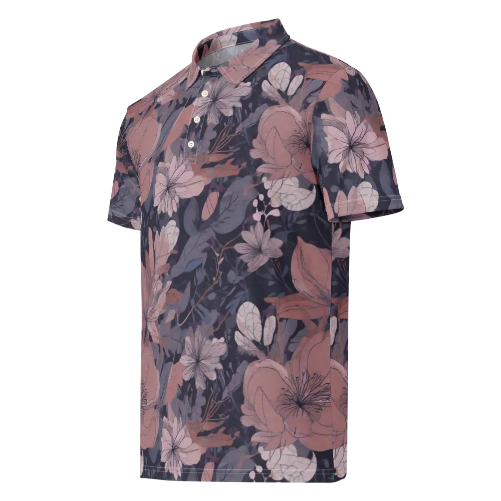 Moonlit Wildflower on Men's Slim Fit Polo Shirt — Left Front