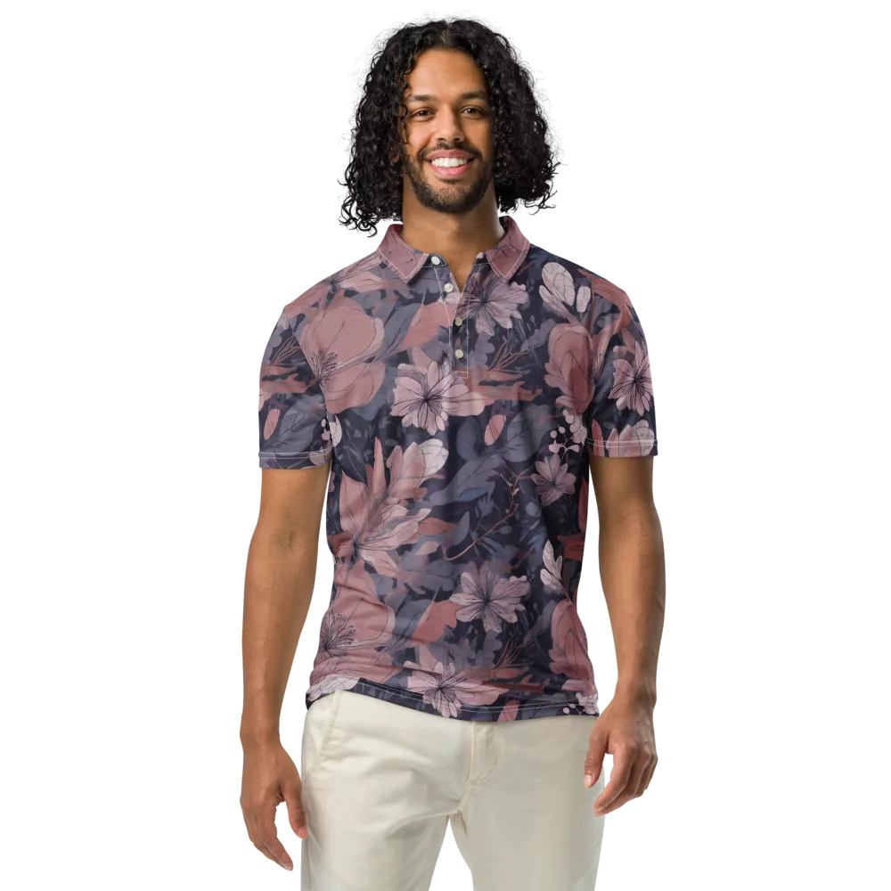 Moonlit Wildflower on Men's Slim Fit Polo Shirt — Front