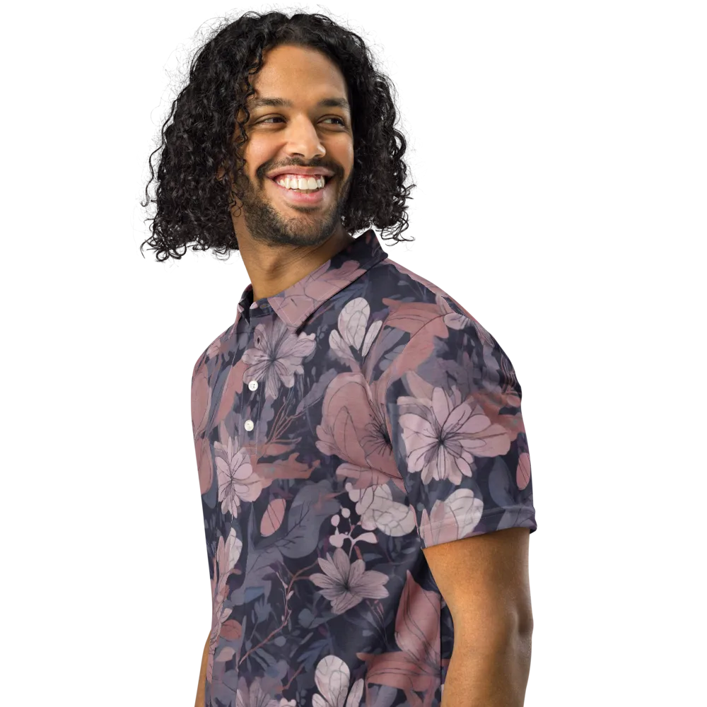 Moonlit Wildflower on Men's Slim Fit Polo Shirt — Left Front